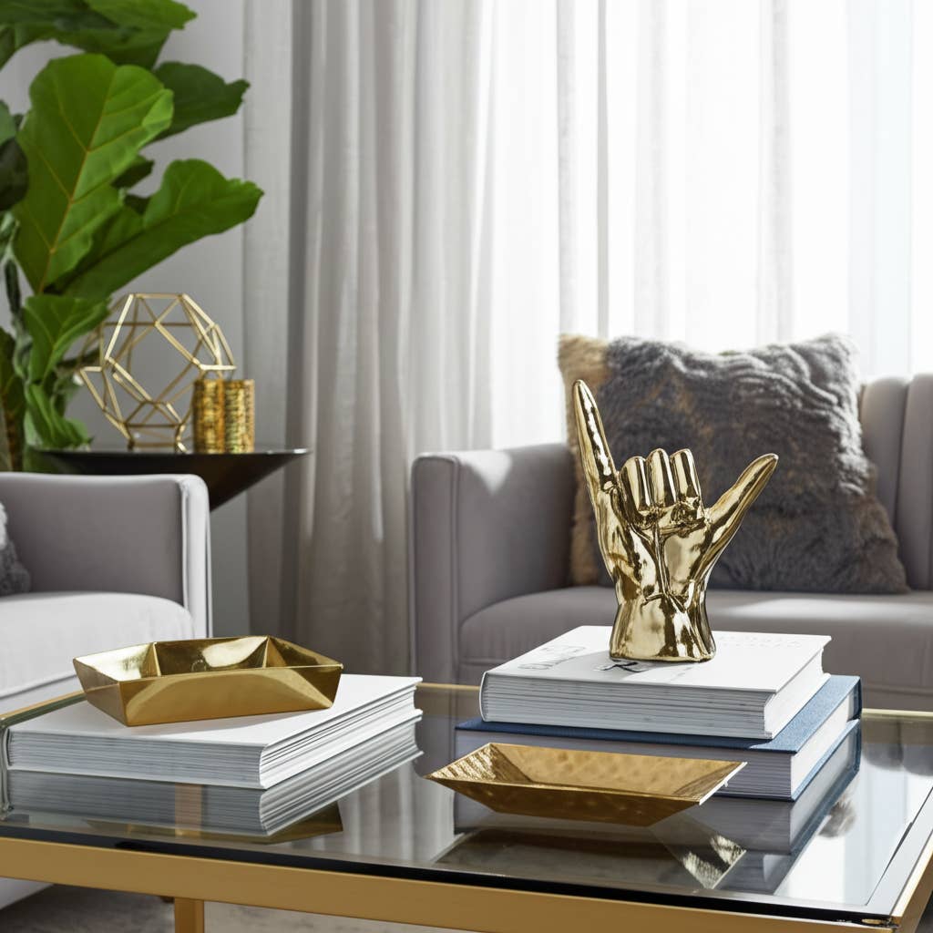 Sagebrook Home - Wholesale Decorative Tabletop Object - Decorative Sculpture - Gold Ceramic Hang Loose Hand, 7 in.12