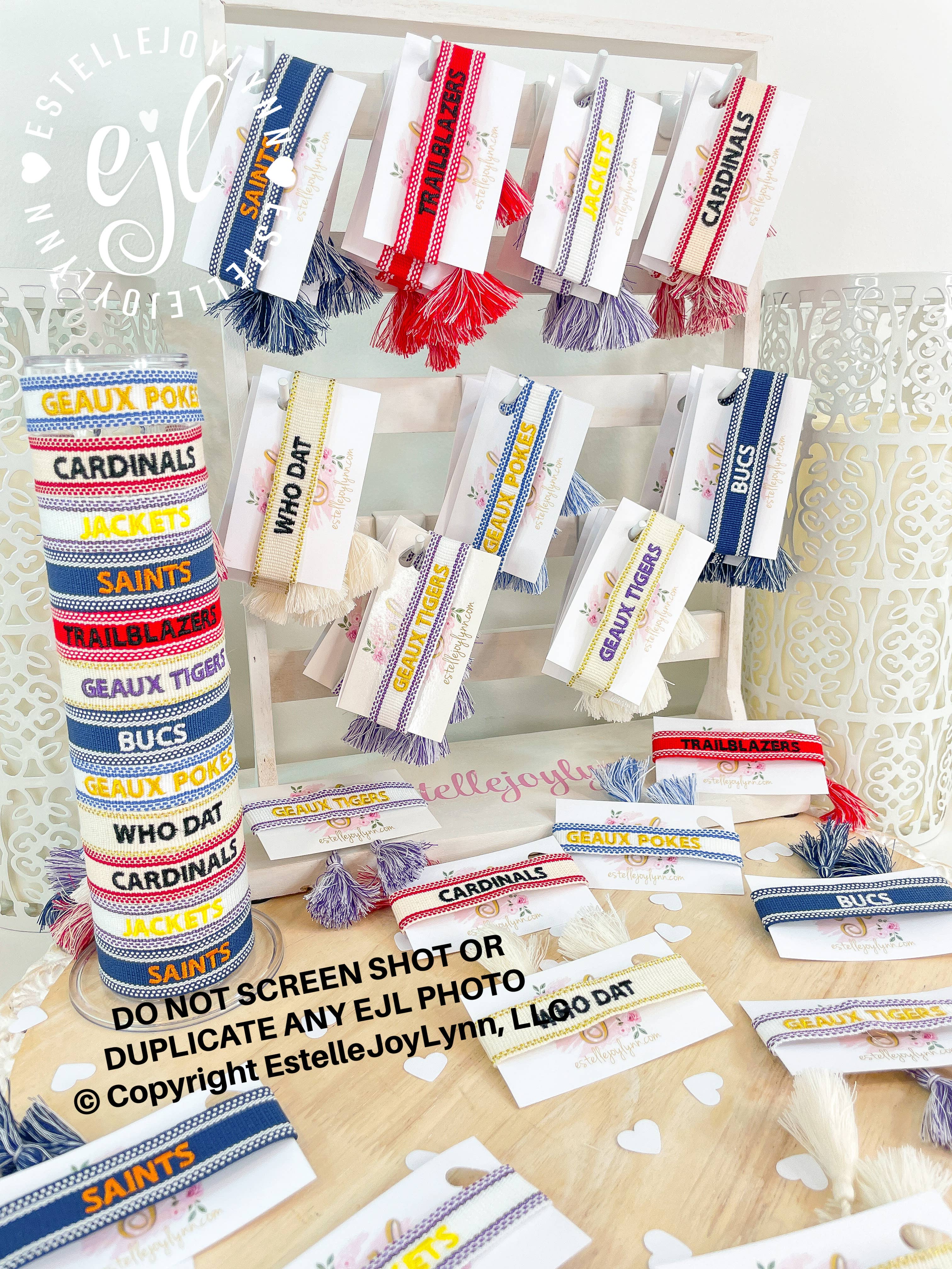 EstelleJoyLynn, LLC - Wholesale Woven/Braided Bracelet - School Spirit Embroidered Bracelet / Custom School Bracelet3