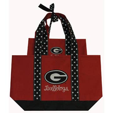 Georgia Bulldogs Ladies Tote Bag Polka Dot Handle 2 Pc for wholesale by Jenkins Enterprises