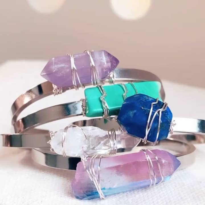 Etymology Jewelry - Wholesale Cuff Bracelet - Silver Crystal Cuff  Crystal Bracelet- Boho Bracelet Jewelry
