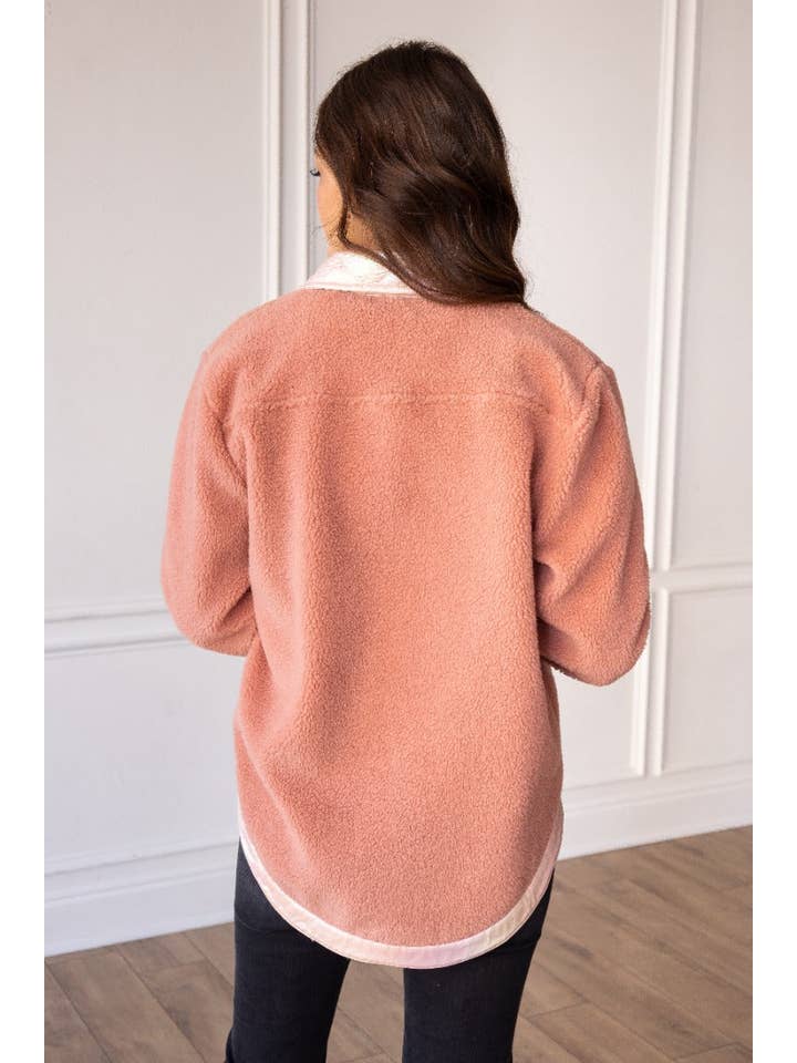 Pink Mauve Button Up Sherpa for wholesale on Faire