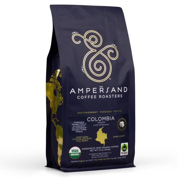 Ampersand Coffee Roasters - Wholesale Coffee Beans - 12 oz Colombia Whole Bean Coffee (Dark Roast)