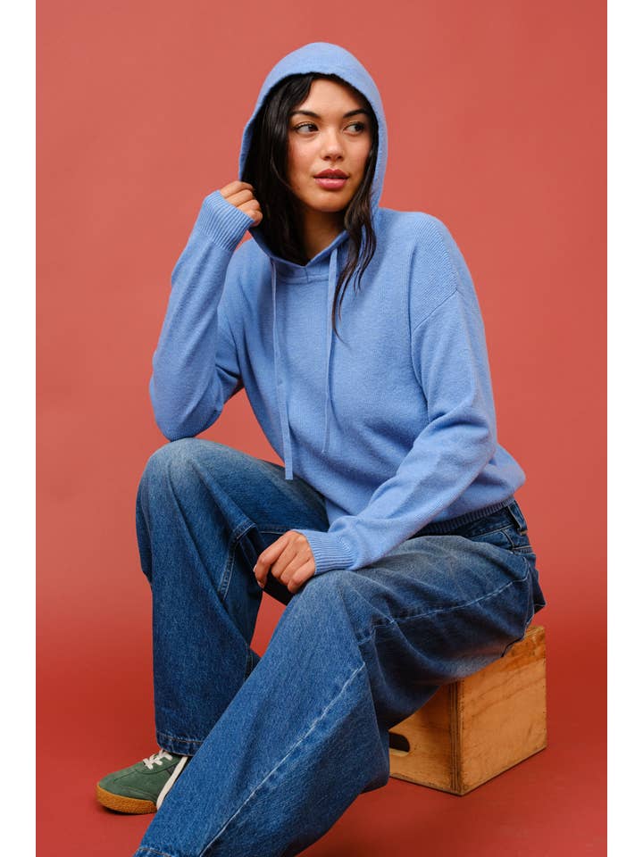 Brown CASHMERE HOODIE SWEATER S6297 for wholesale on Faire12