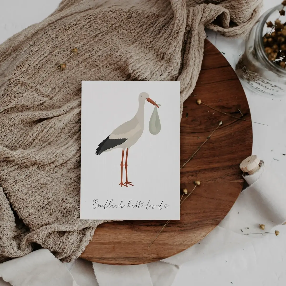 Tilda&Theo - Wholesale Postcard - Postcard Baby - Stork1