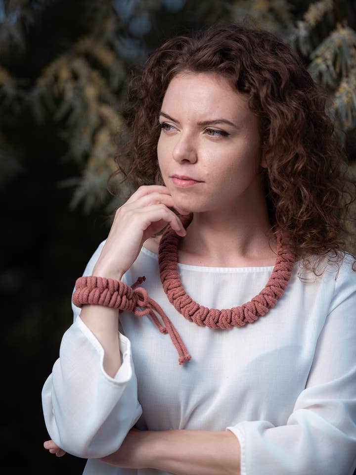 Amy Knotted cotton rope necklace for wholesale by Besoph