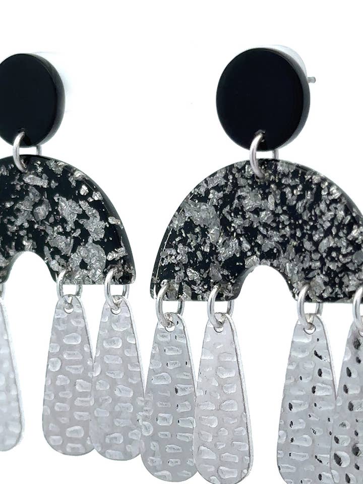 Hammered Matal and Acetate Earrings for wholesale by Urbanista Outlet