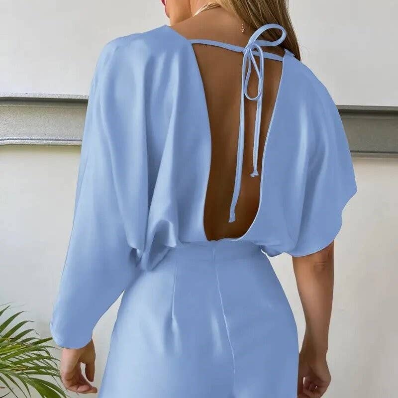 FurDecoration - Wholesale Jumpsuit - Women's - Fashion Printed Short Sleeve V-Neck Jumpsuit2