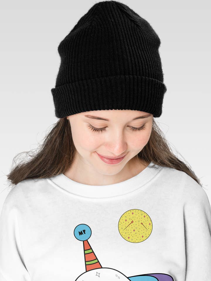 Children's Space Theme Crew Neck Sweatshirt- White Spaceship for wholesale by Moon Rascals
