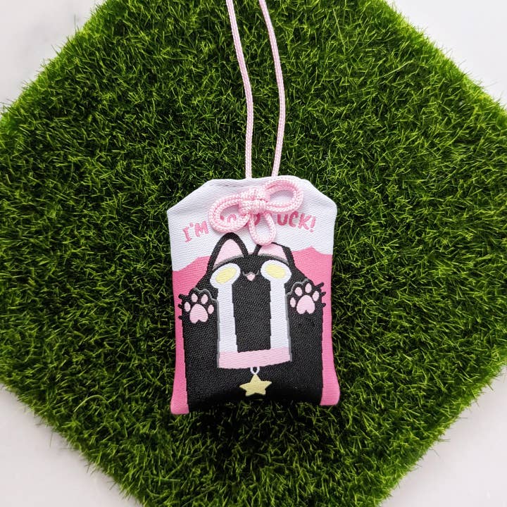The Black Lucky Cat, O-mamori Charm for wholesale by Sugar Cubed Studios