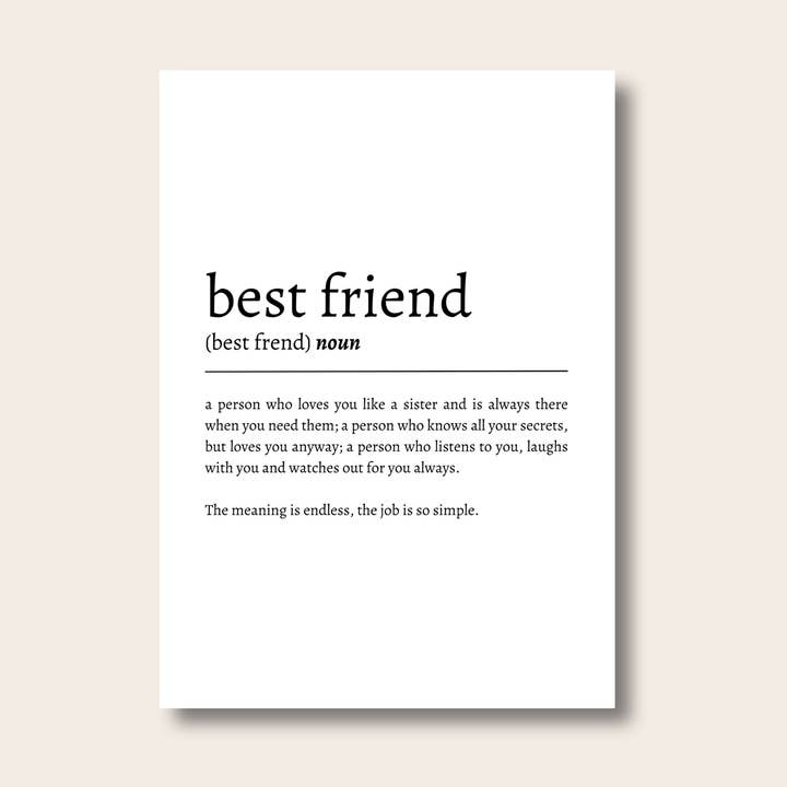 Impressão de definição de melhor amigo, arte de parede de melhor amigo, presentes por atacado de PRINTD image