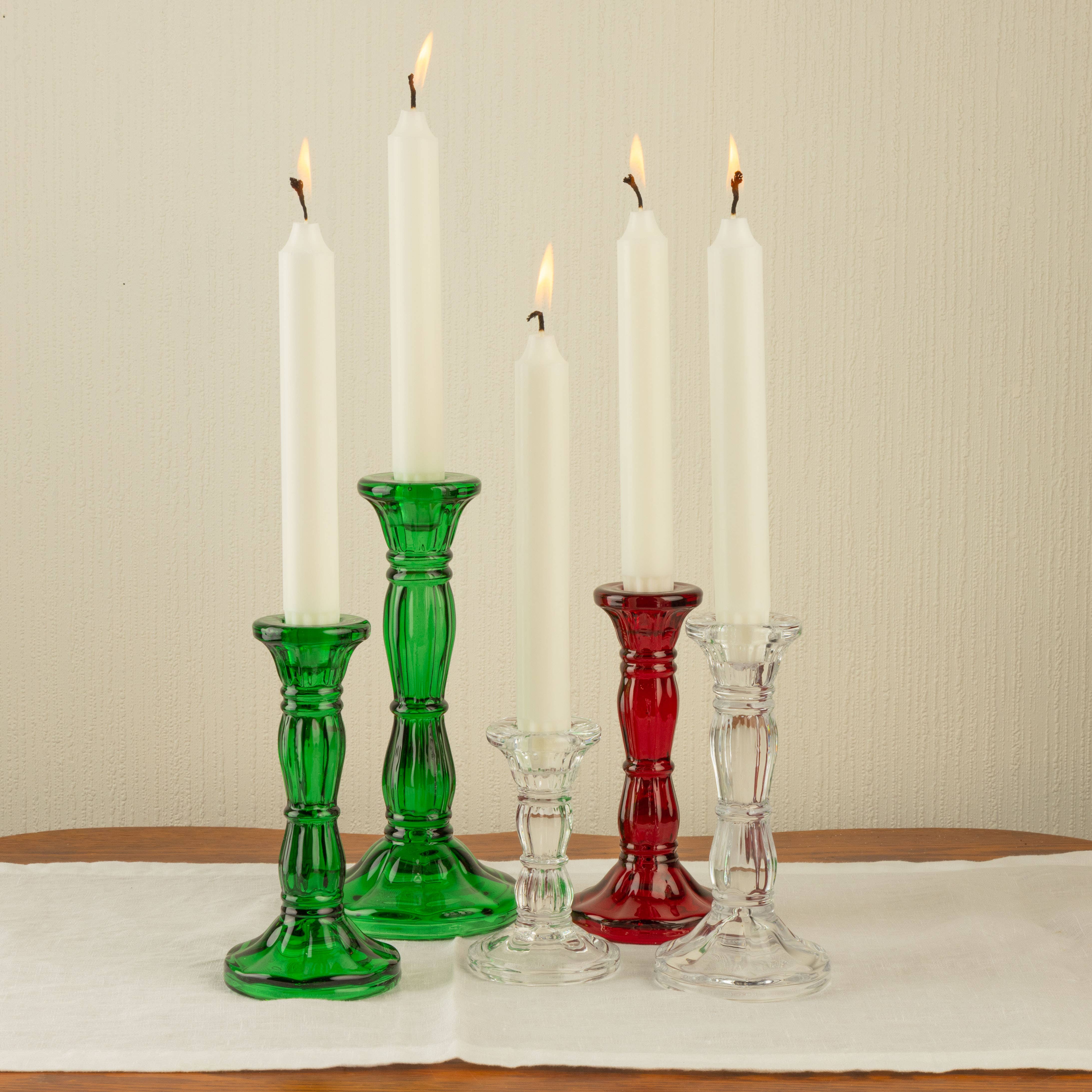 Silver Tree Home & Holiday - Wholesale Candle Holder - GE00305: Grn molded glass taper hldr,4in1