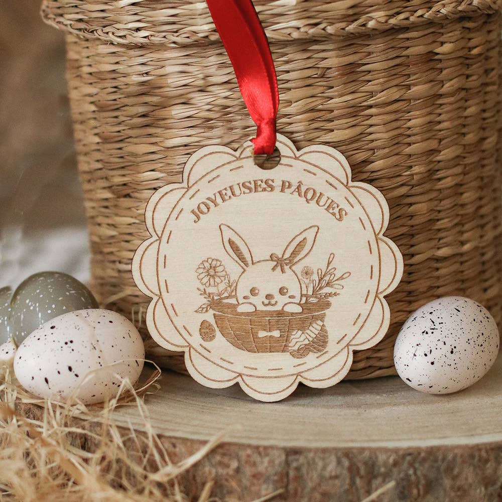 Ourson Câlin - Wholesale Ornament - Easter wood flower decoration - Happy Easter