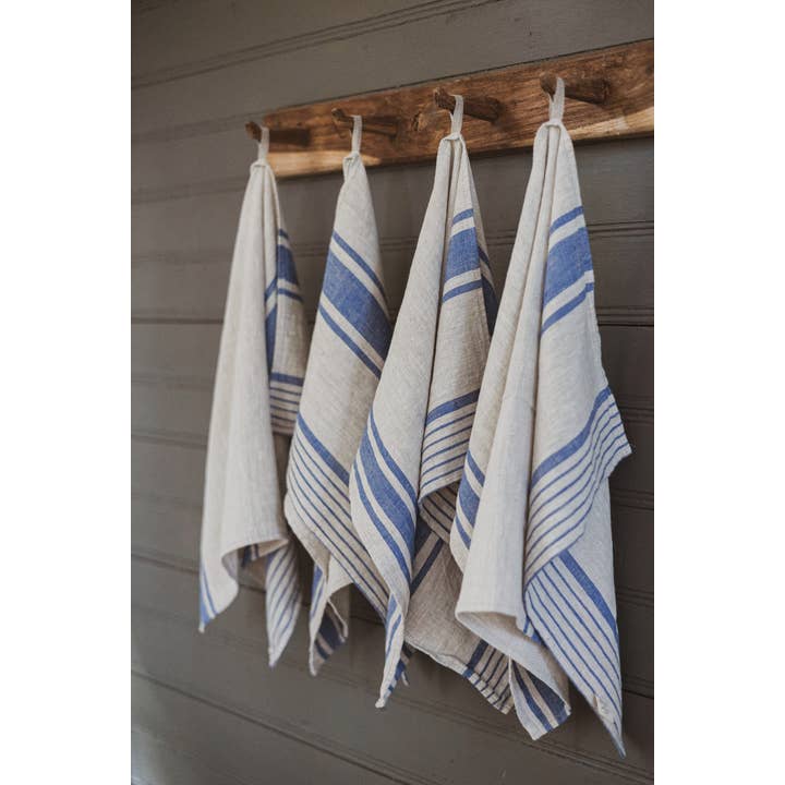 Natural Blue Stripes French style Linen Kitchen Towels for wholesale on Faire1