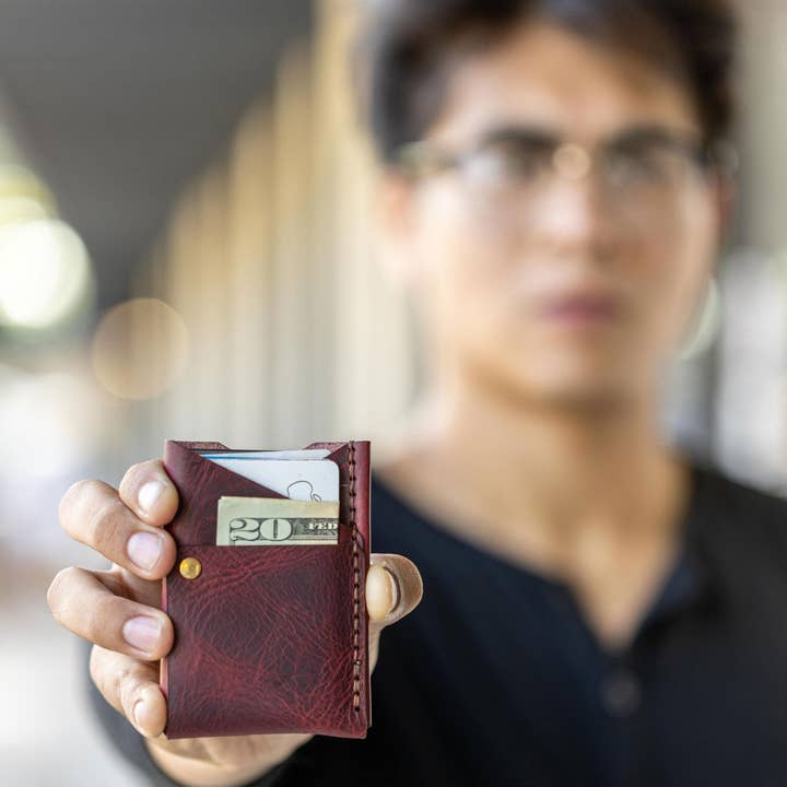 Espacio Handmade - Wholesale Wallet - Men's - Big Spender Leather Wallet – Sangria - Minimalist EDC7