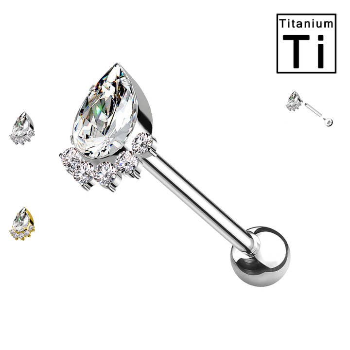PWO-013 Titanium Drop Cat's Paw Crystal Piercing for wholesale by Awaken