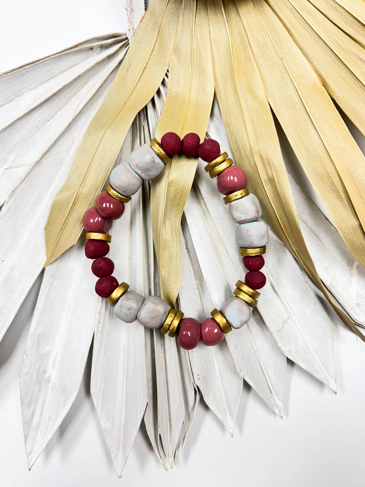 Tap Tap Bracelet - Grey and Maroon for wholesale by Cedar and Cypress Designs