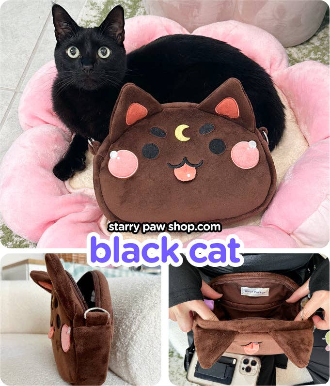 Starry Paw Shop - Wholesale Crossbody Bag - Unisex - Moon Cat Crossbody Bags with leather strap6
