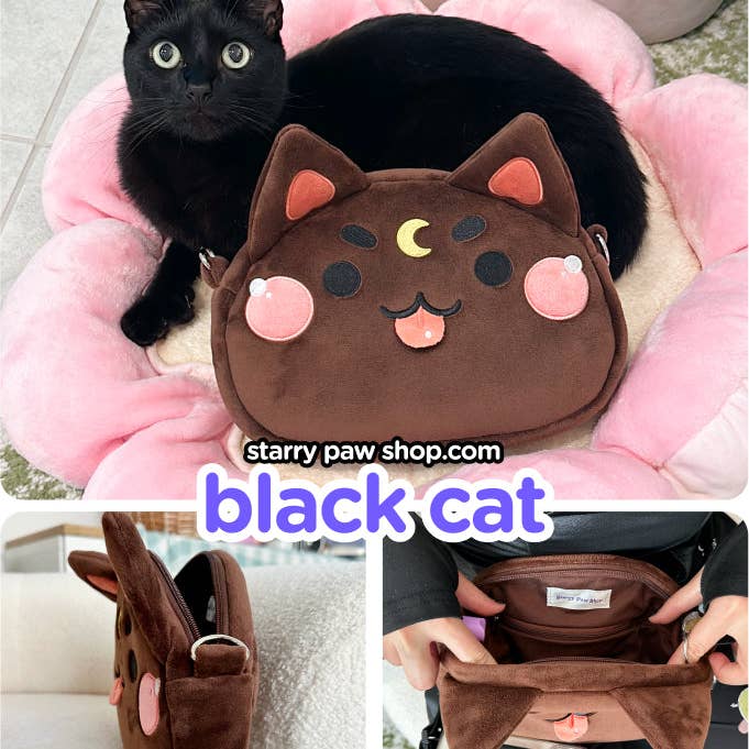 Starry Paw Shop - Wholesale Crossbody Bag - Unisex - Moon Cat Crossbody Bags with leather strap6