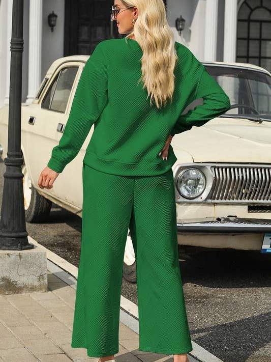 Fashion Combination - Wholesale Lounge Set - Women's - loose textured 2pcs slouchy outfit8