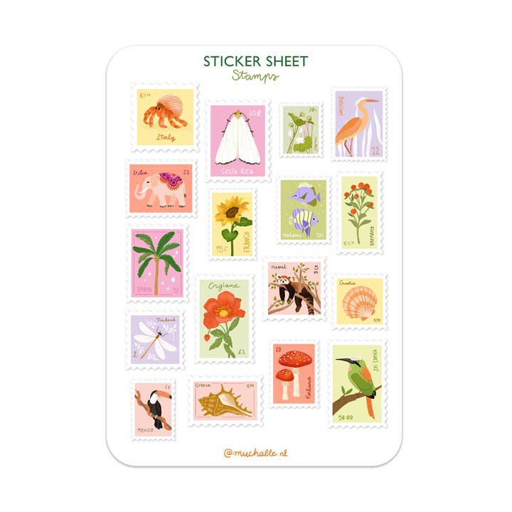 A6 sticker sheet - illustration stamps for wholesale by Muchable