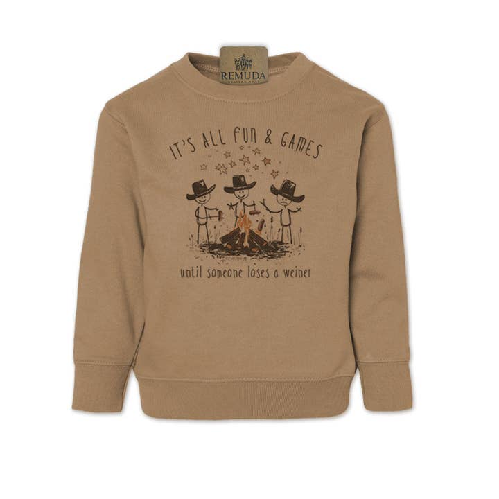 Remuda Western Wear - Wholesale Sweatshirt - Kids - It's All Fun & Games Until Someone Loses A Weiner - Camping Toddler Sweatshirt2