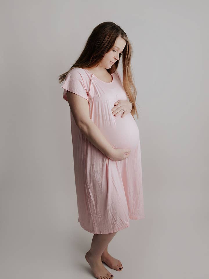 Three Little Tots - Wholesale Dress - Maternity - Light Pink Mommy Labor and Delivery/ Nursing Gown5