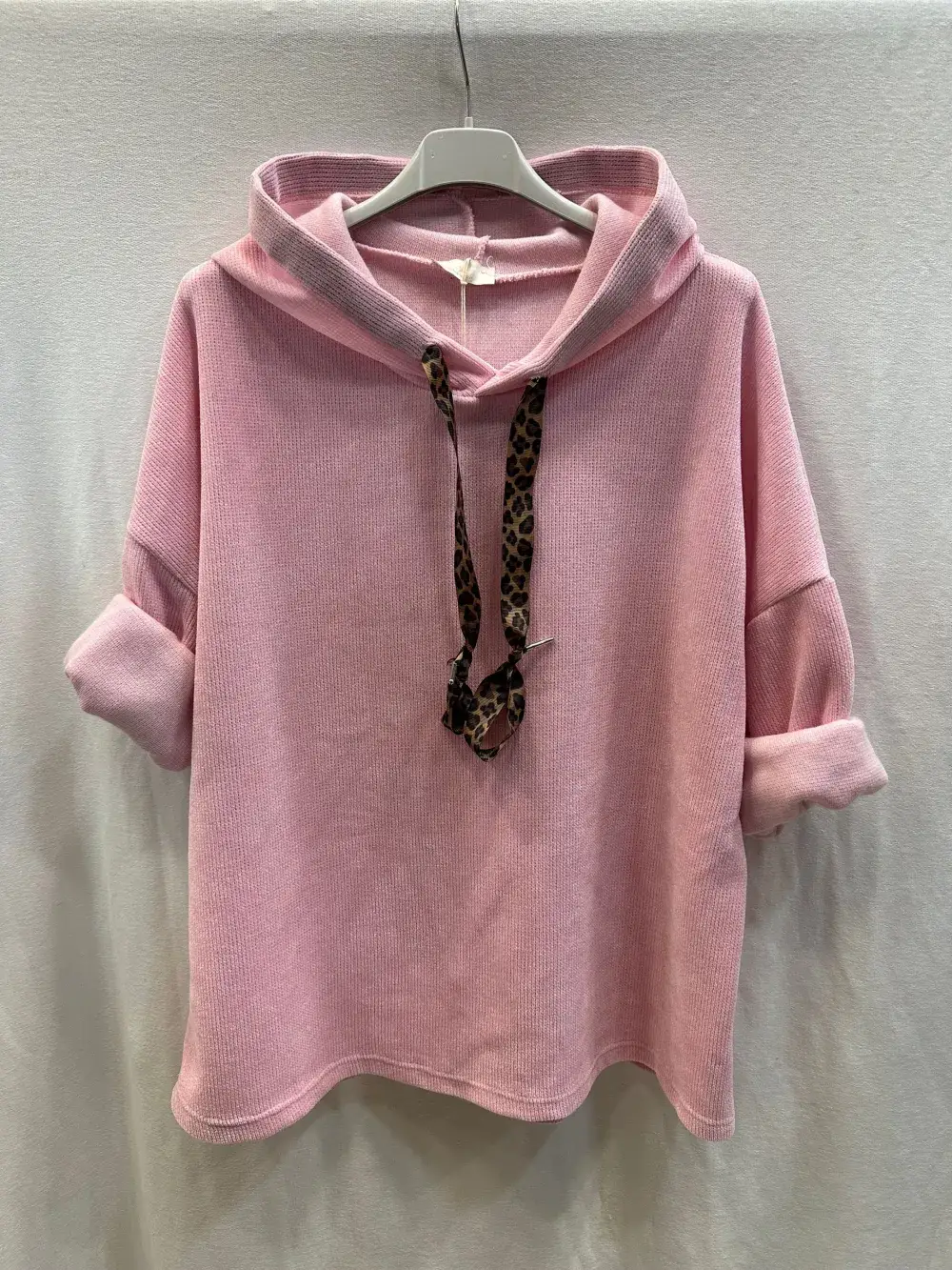 Mimi & Gogo – Engroshandel Sweatshirt - Dame – Velour-sweatshirt med leopard Snøre3