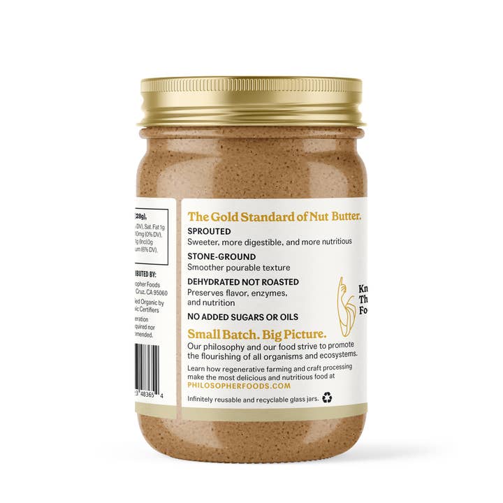 Philosopher Foods - Vendita all'ingrosso Burro di frutta secca - Burro di mandorle germogliate cremoso nudo 16oz1