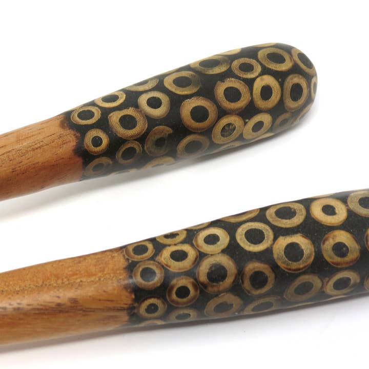 Fair Together - Vendita all'ingrosso Set di posate assortite - Cucchiai per insalata con intarsi in bambù, noce di cocco o cannella2