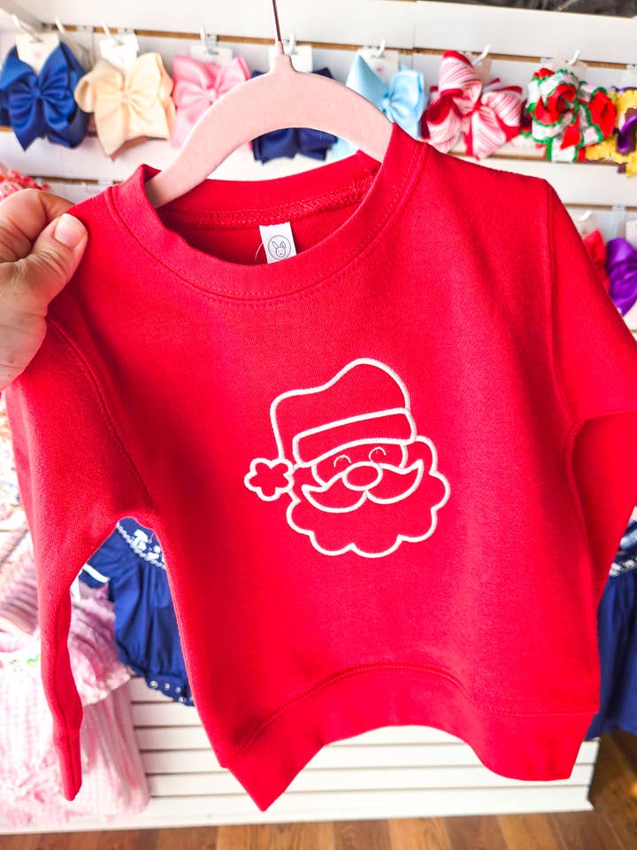 Kids Red Santa Sweatshirt - Kids Christmas Sweatshirt for wholesale by Mudbugs BTQ