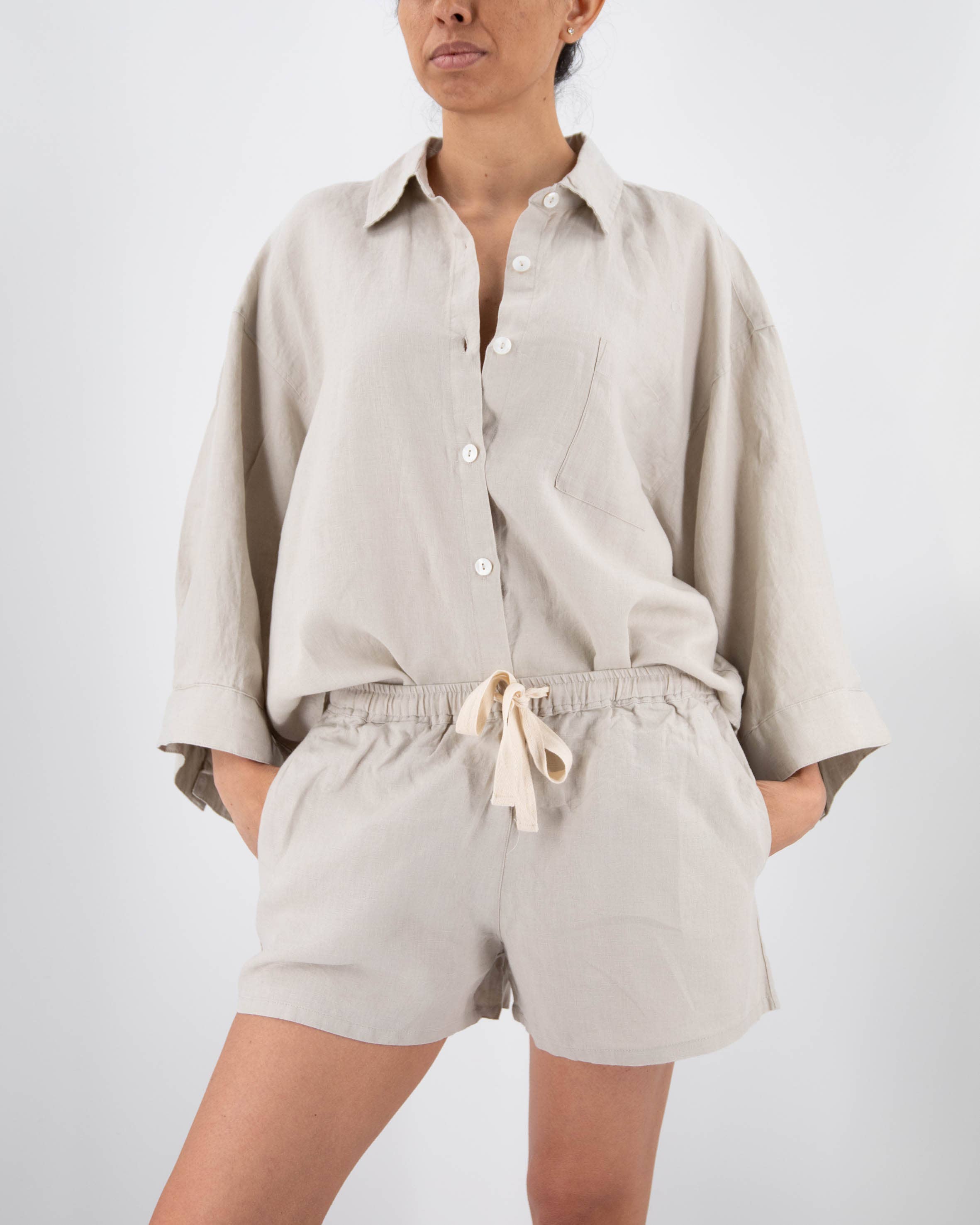 Sunday Morning – wholesale Sleepwear set – Women's – Carrie Linen Sleepwear Set1