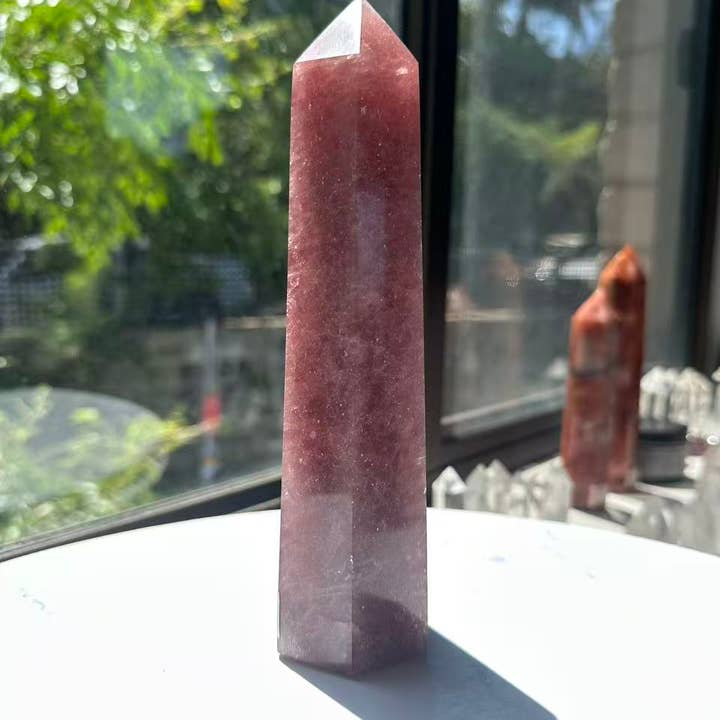 Moon Rituals - Wholesale Spiritual stone/crystal - Large Strawberry Quartz Crystal Tower Obelisk – Love & Emotional Healing, Christmas Crystal Gift #14