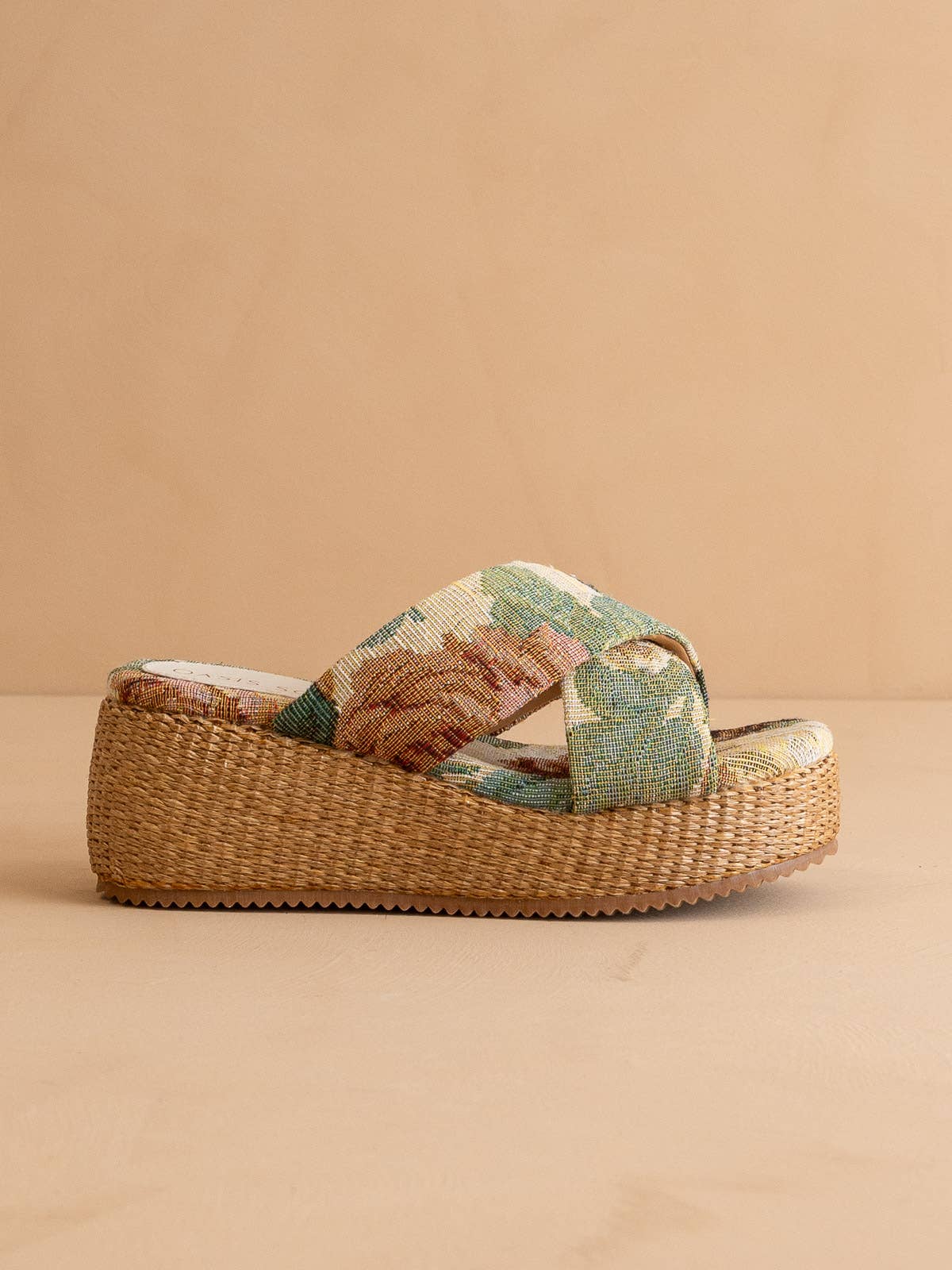 The Fresno | Floral Raffia Platform Sandal for wholesale on Faire0