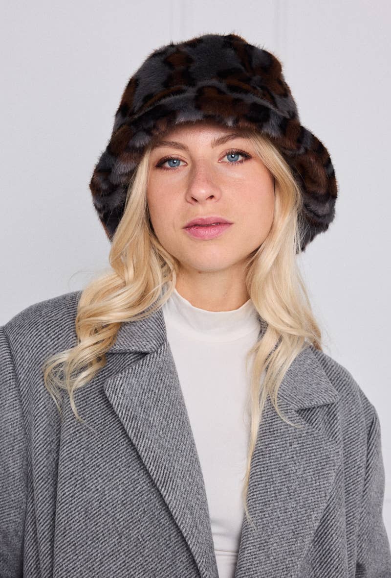 BYREN | ÉLINE L'ATELIER – Gorro - Mulher por atacado – Bob em pele falsa de leopardo MJ213SD6