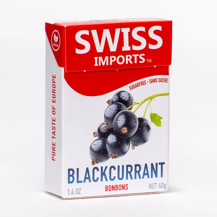 Swiss Imports Bonbons Sugar Free Blackcurrant Candy 40g for wholesale by SWISS IMPORTS