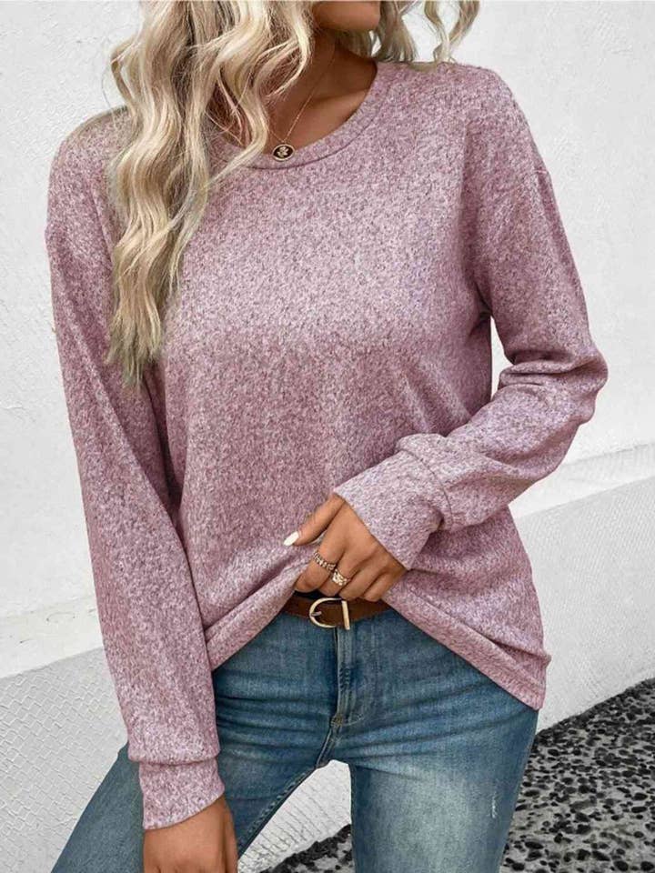 Round Neck Long Sleeve T-Shirt for wholesale by Beyond Apparel