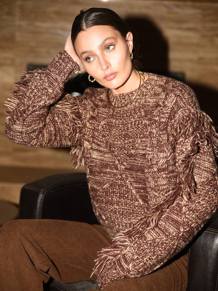 Doga Fringed Marled Tröja för wholesale av Greylin