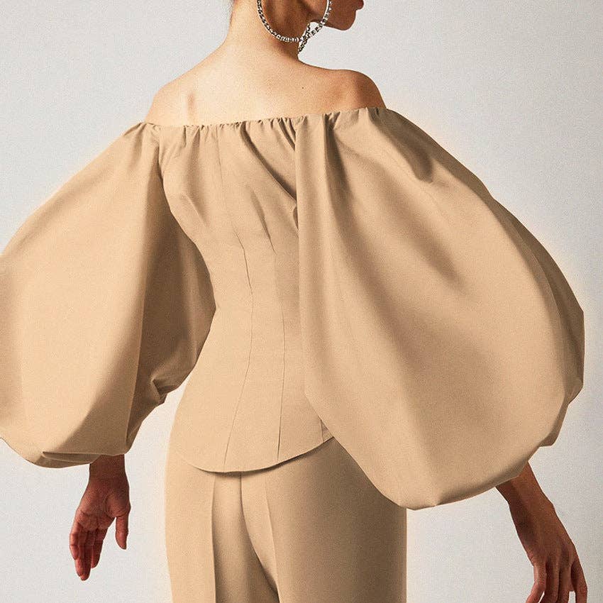 Marayn - Wholesale Blouse - Women's - French Chic Spring Blouse Shoulder Cut Lantern Sleeve13