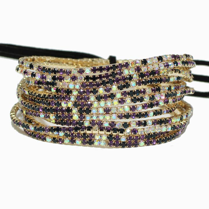 SOPHIA WHOLESALE - Wholesale Jewelry Set - Pave rhinestone multi layered stretch bracelet set 6572JF