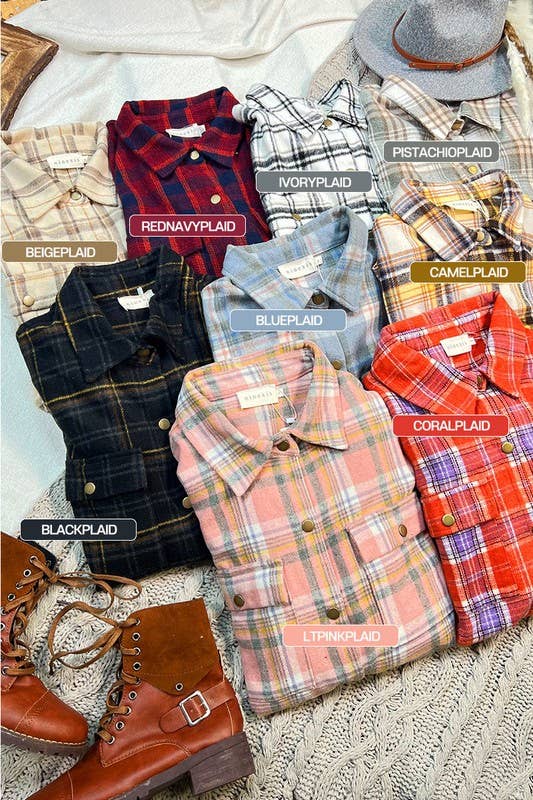 NINEXIS - Vente Veste-chemise – femme - CWOJA406_VESTE À CARREAUX EN FLANELLE SANS POCHE LATÉRALE16