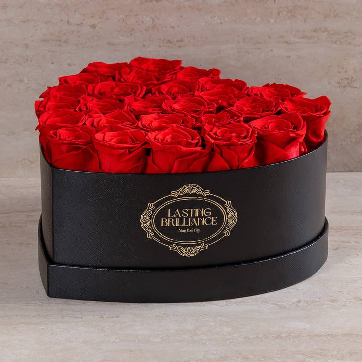 2-Dozen Roses In Black Heart Box for wholesale by Lasting Brilliance