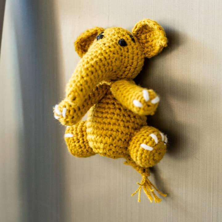 Elephant Fridge Magnet handmade, yellow for wholesale by Daughters of the Ganges