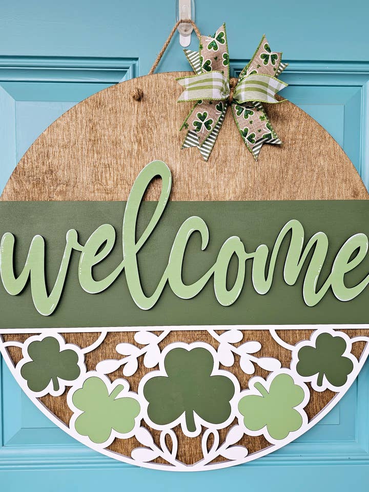 Bem-vindo Trévo de Porta DIY por atacado de Teal Moon Creations