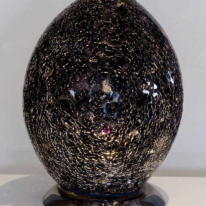 Febland - Wholesale Accent/Desk Lamp - Mosaic Glass Egg Lamp 30cm- Black