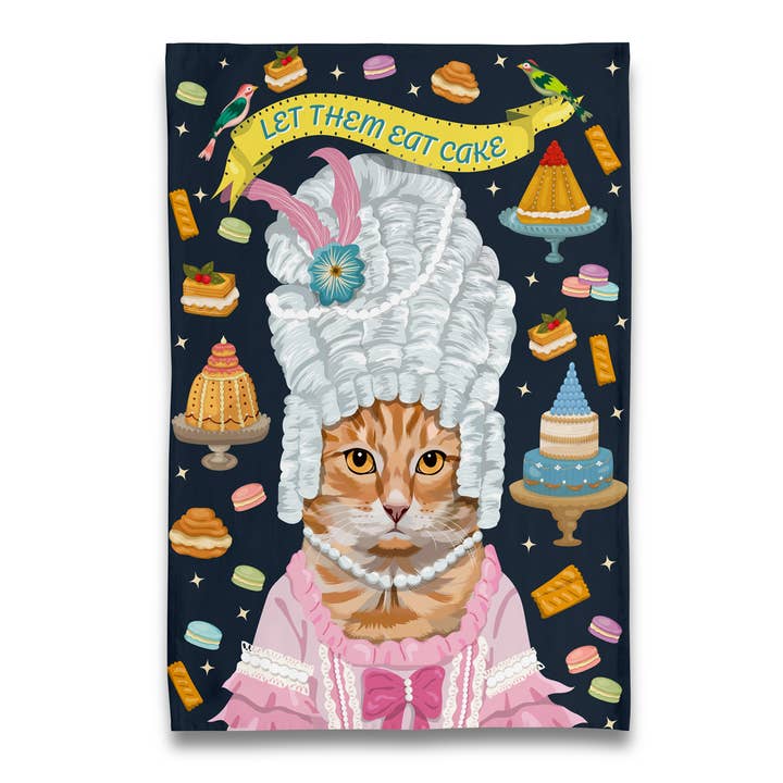 Orange Tabby Marie Antoinette Låt Dem Äta Tårta Kökshandduk för wholesale av Naked Decor