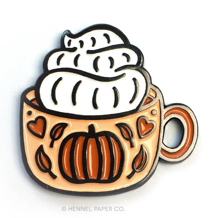 Enamel Pin - Pumpkin Spice Latte for wholesale by Hennel Paper Co.