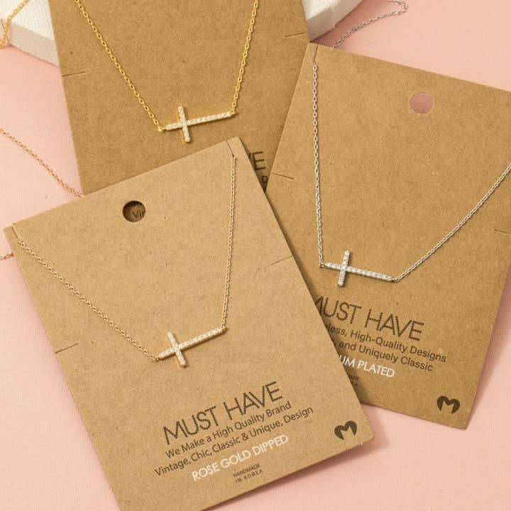 Fame Accessories - Wholesale Pendant/Charm Necklace - Cross Jewel Pendant Necklace