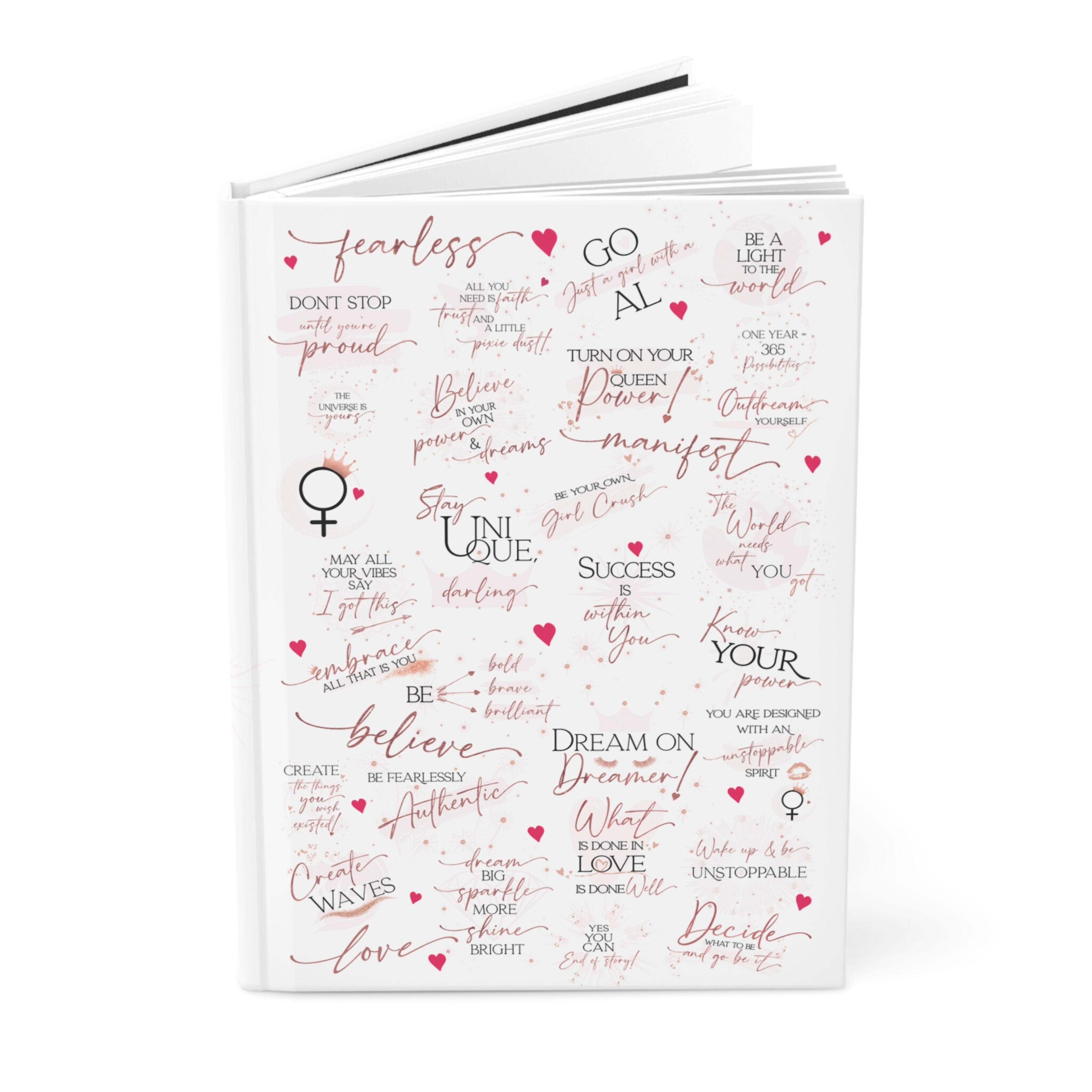 Girl Power 24/7 - Wholesale Journal/Diary - Girl Boss Hardcover Journal - Make an Impact! - White & Rose2