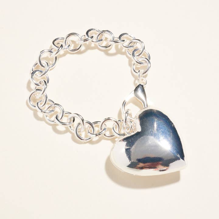 Designature New York - Wholesale Keychain – Women's - 6.5 Inch Metal Puffy Heart Keychain Bagcharm4