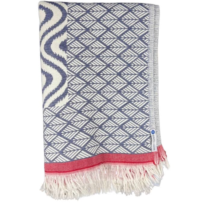 Morocco Throw in Navy with Light Blue Trim for wholesale on Faire4